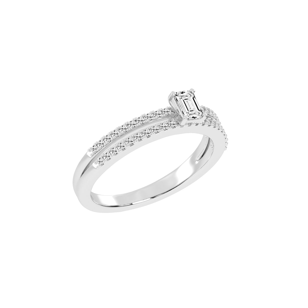 Veridelle Emerald Cut Side Stone Lab Diamond Ring
