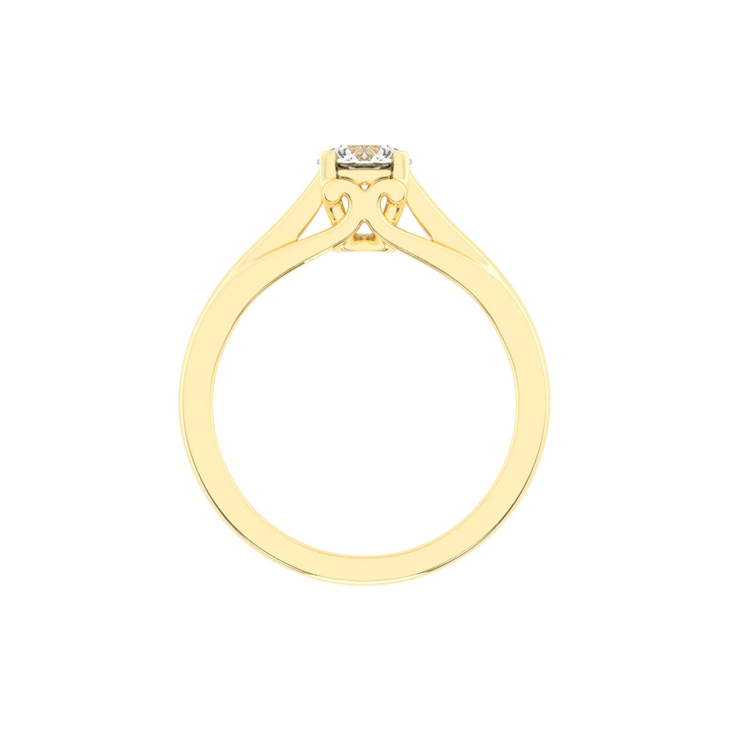 Architectural Solitaire 925 Silver 18k Gold Plated Heart-Detailed Statement Ring