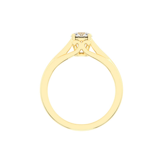Architectural Solitaire 925 Silver 18k Gold Plated Heart-Detailed Statement Ring