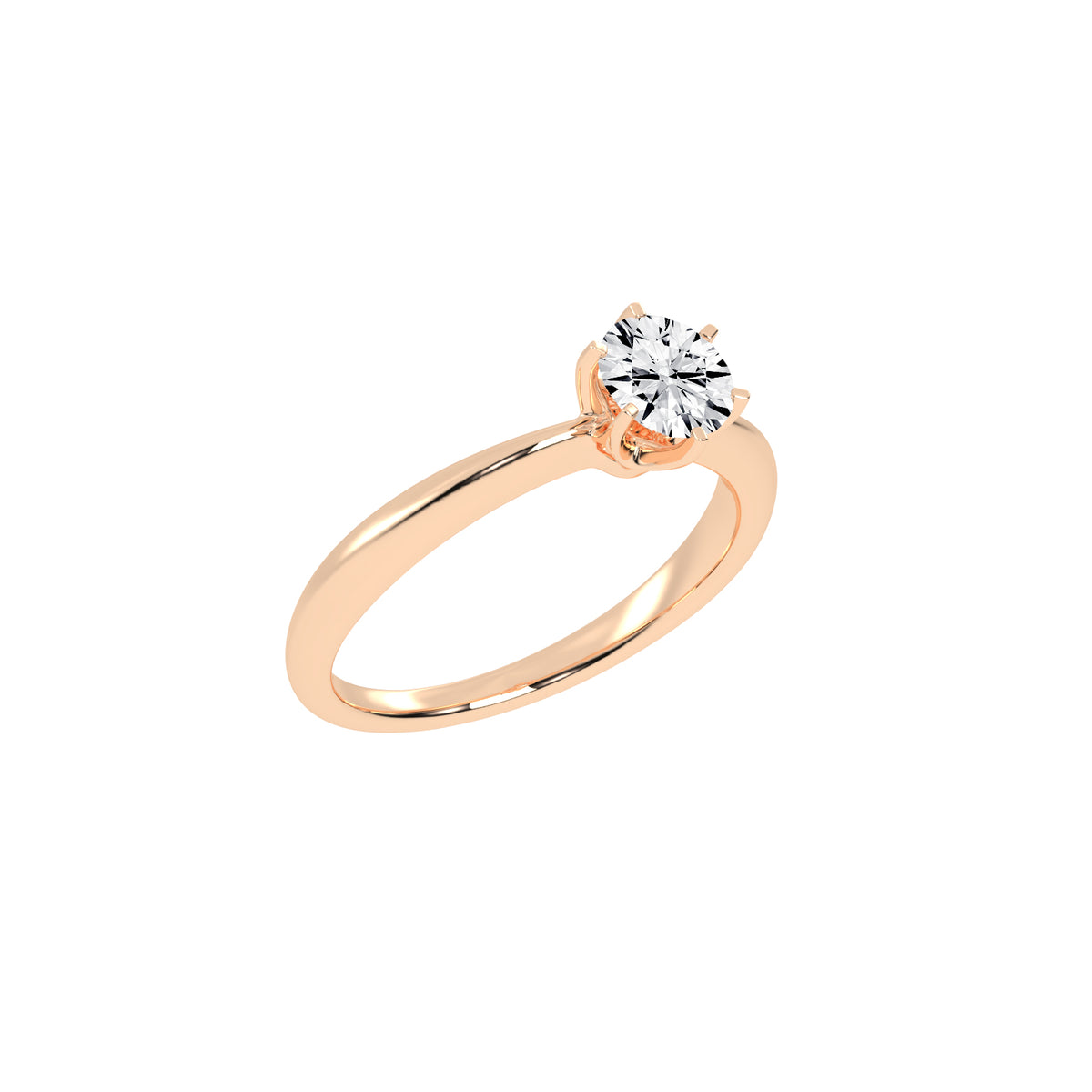 Solairista Six Prong Round Cut Solitaire Lab Diamond Ring