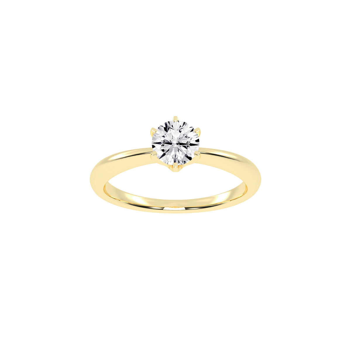 Solairista Six Prong Round Cut Solitaire Lab Diamond Ring