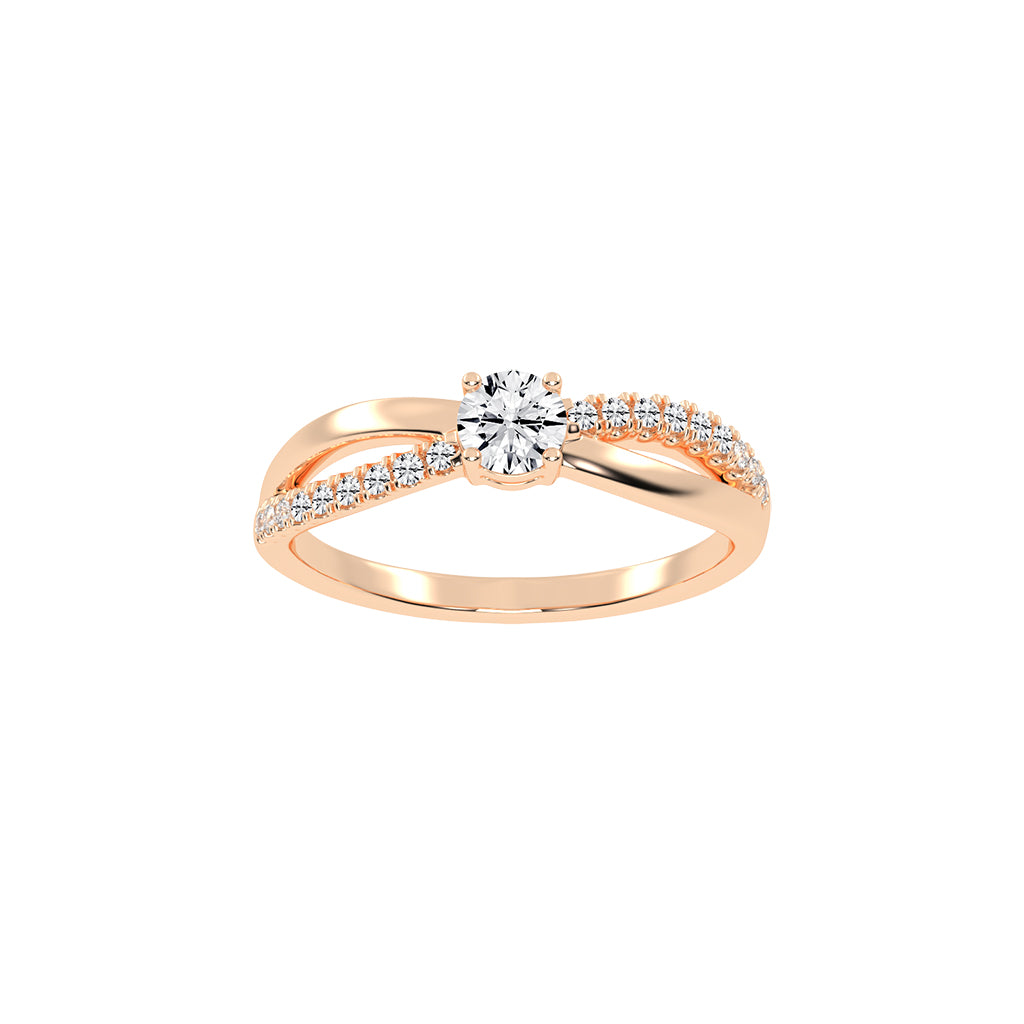 Auresta Split Shank Round Cut Side Stone Lab Diamond Ring