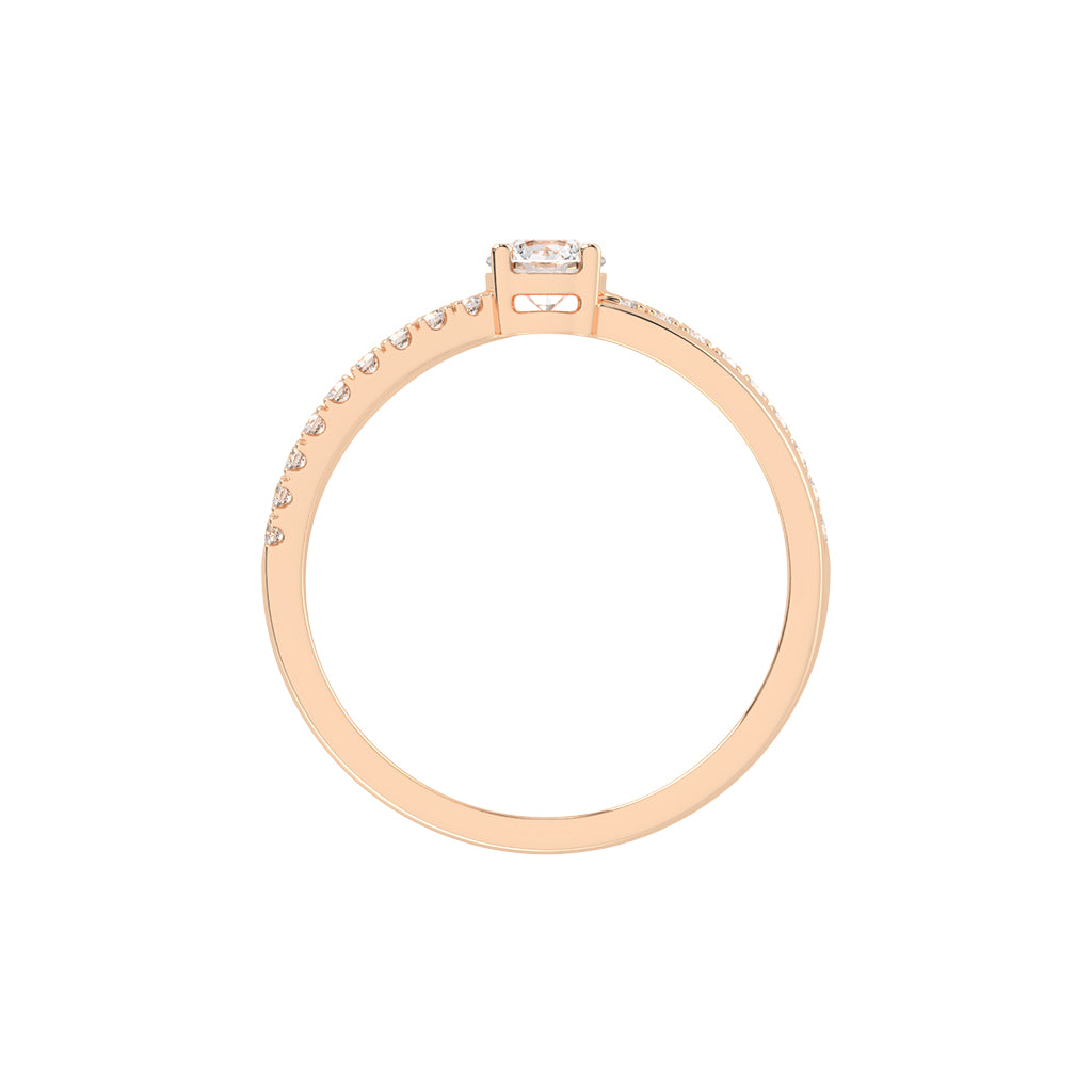 Auresta Split Shank Round Cut Side Stone Lab Diamond Ring
