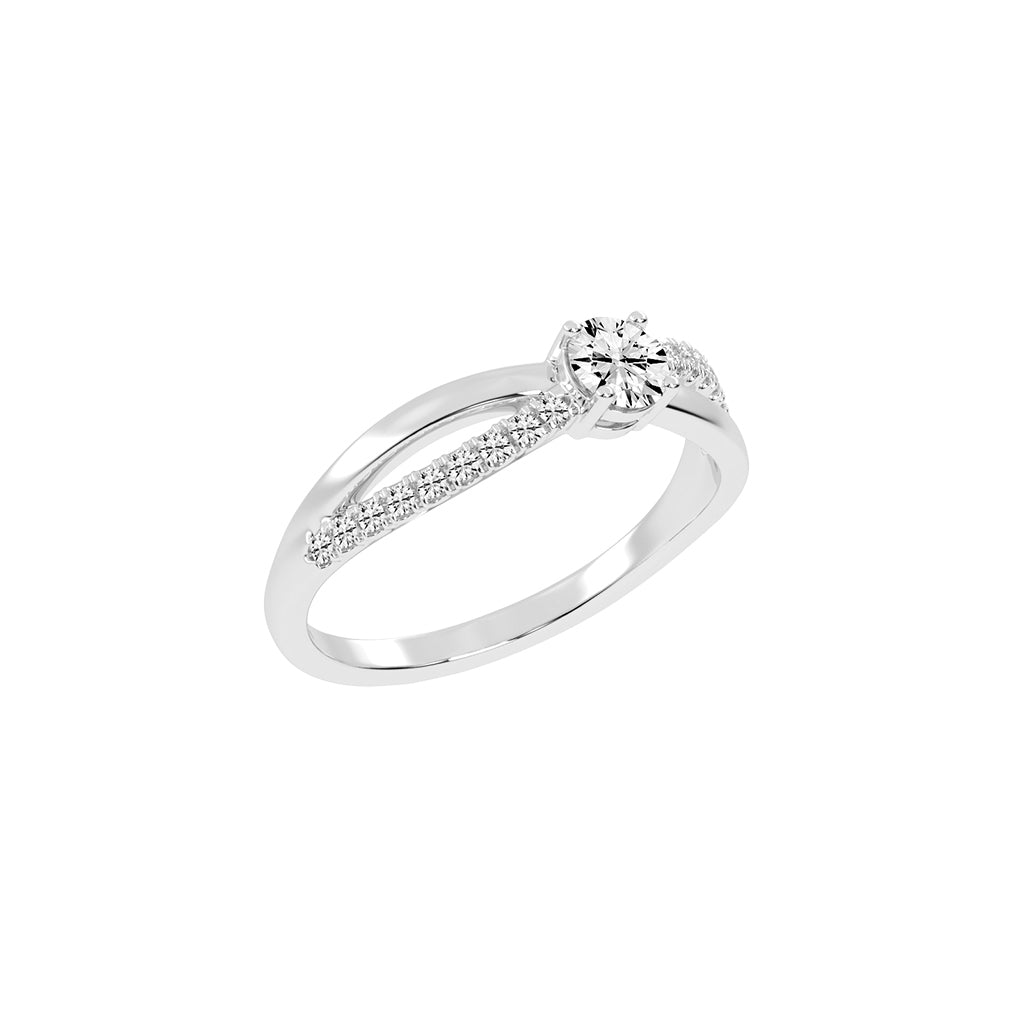 Auresta Split Shank Round Cut Side Stone Lab Diamond Ring