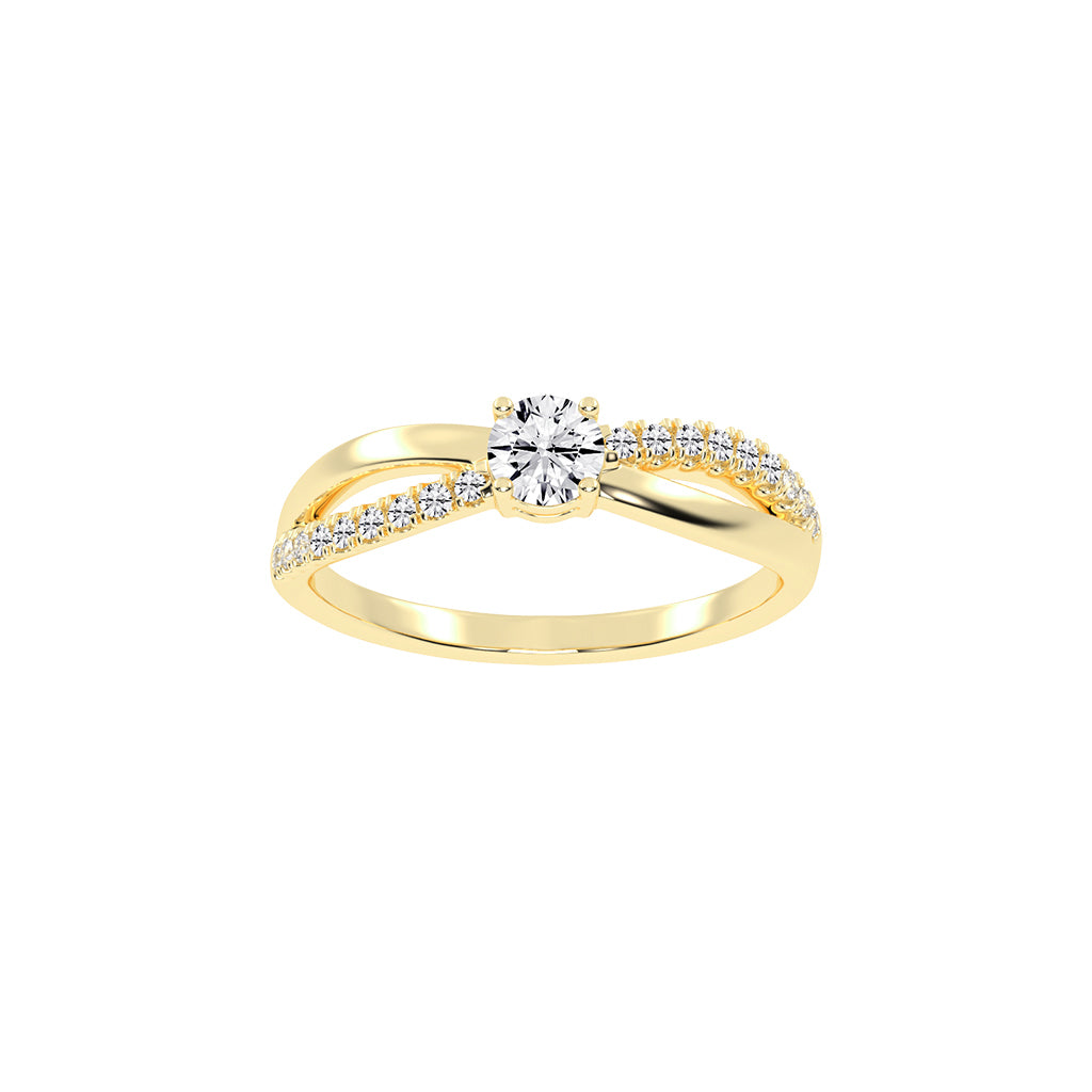Auresta Split Shank Round Cut Side Stone Lab Diamond Ring
