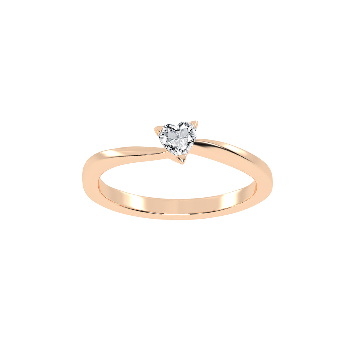 Solantirra three prong heart cut solitaire lab diamond ring