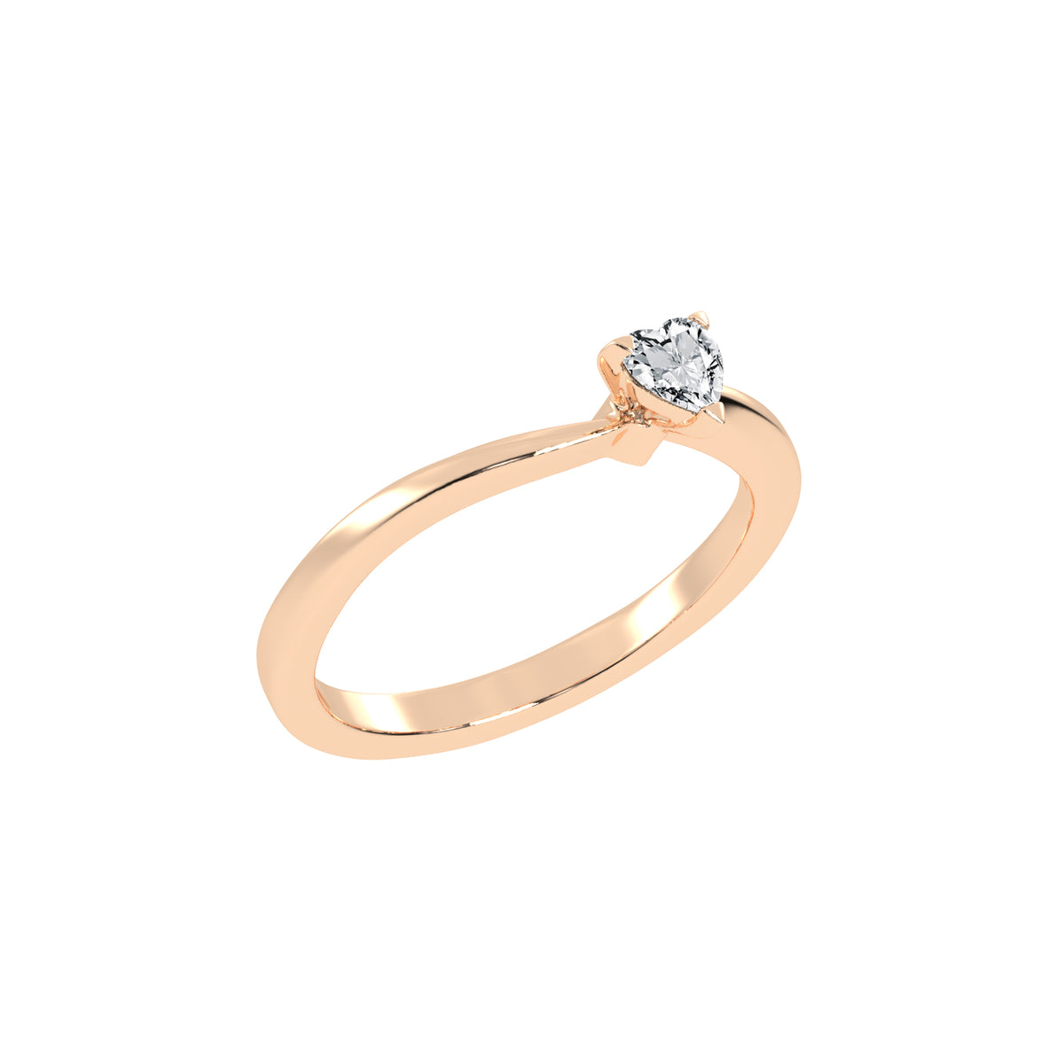 Solantirra three prong heart cut solitaire lab diamond ring