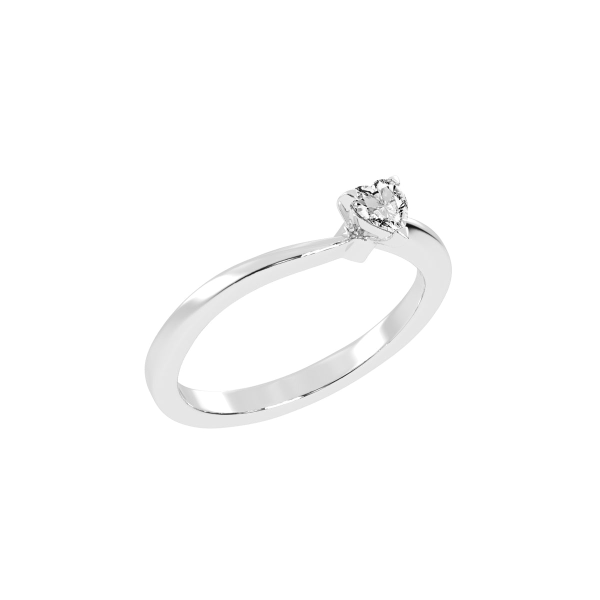 Solantirra three prong heart cut solitaire lab diamond ring