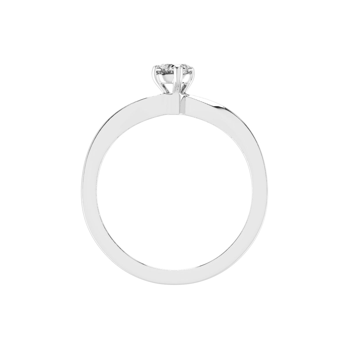 Solantirra three prong heart cut solitaire lab diamond ring