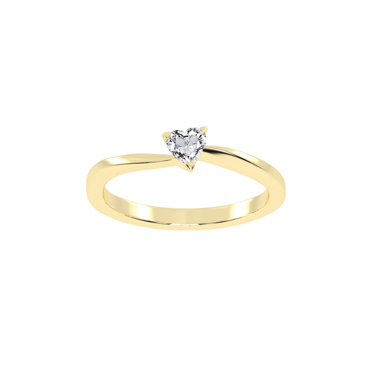 Solantirra three prong heart cut solitaire lab diamond ring