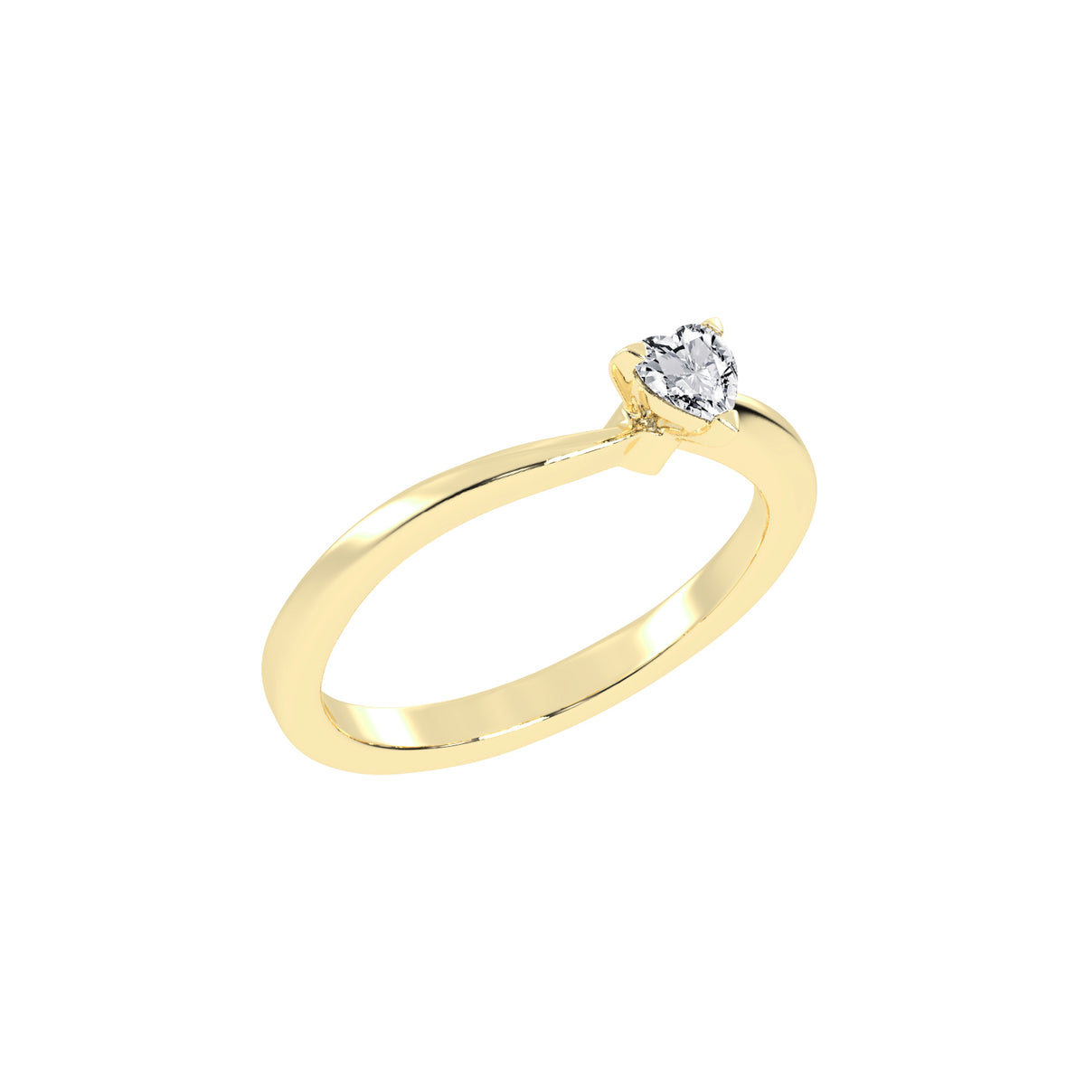 Solantirra three prong heart cut solitaire lab diamond ring