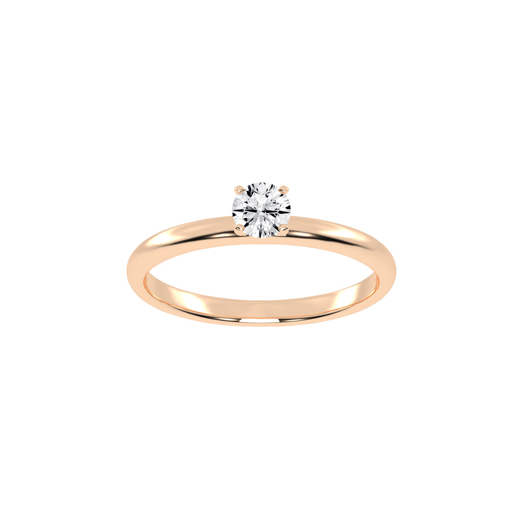 Solivantaire Four Prong Round Cut Solitaire Lab Diamond Ring