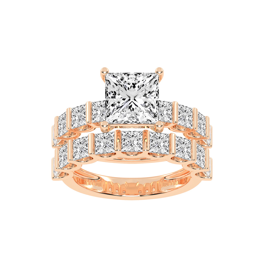 Princess-Cut Diamond Multi-Row Bridal Set