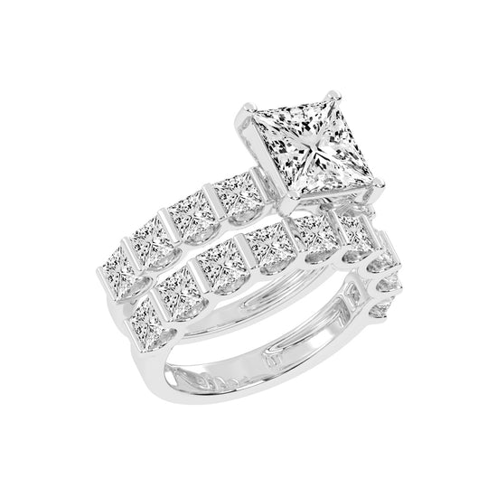 Princess-Cut Diamond Multi-Row Bridal Set