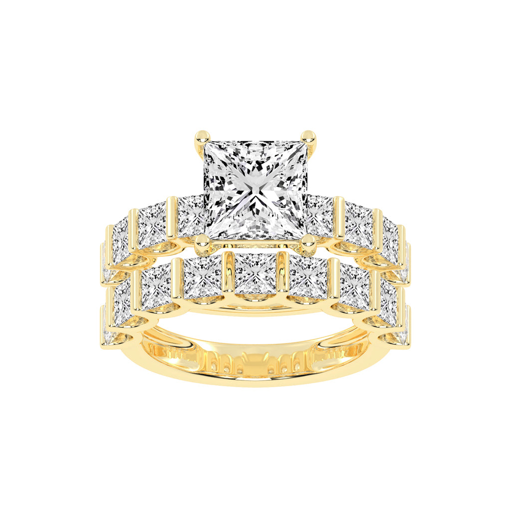 Princess-Cut Diamond Multi-Row Bridal Set
