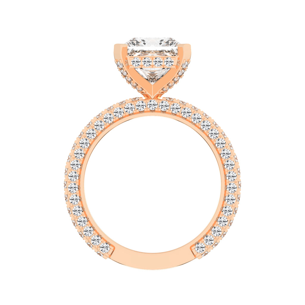 Princess-Cut Diamond Pave Engagement Ring