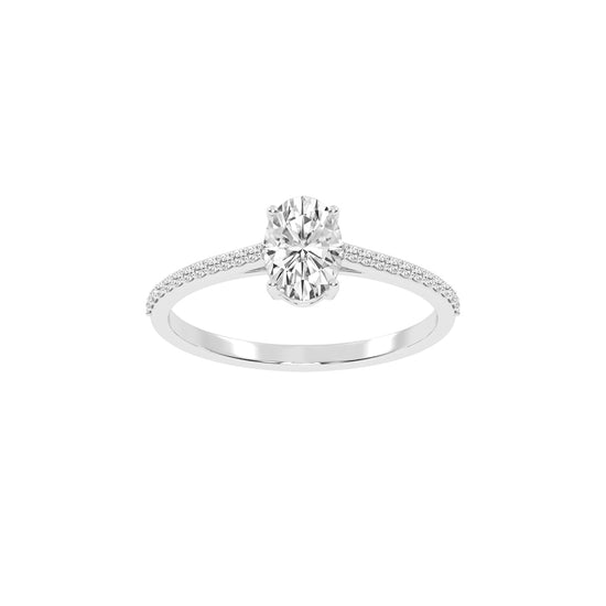 Oval Diamond Pave Band Engagement Ring