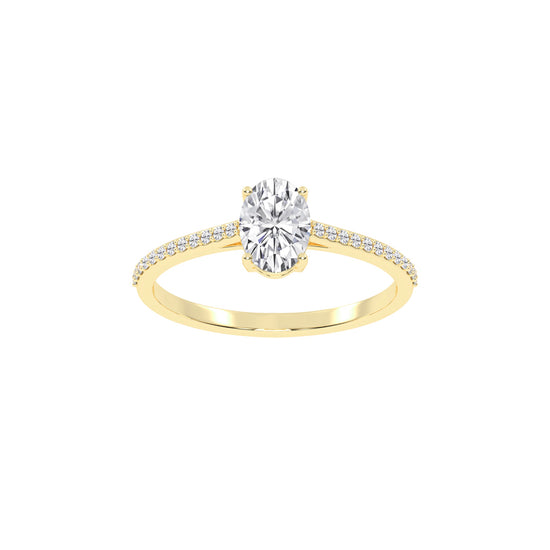 Oval Diamond Pave Band Engagement Ring