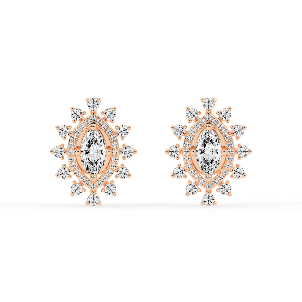 Sunburst Marquise Sparkle Stud Earrings