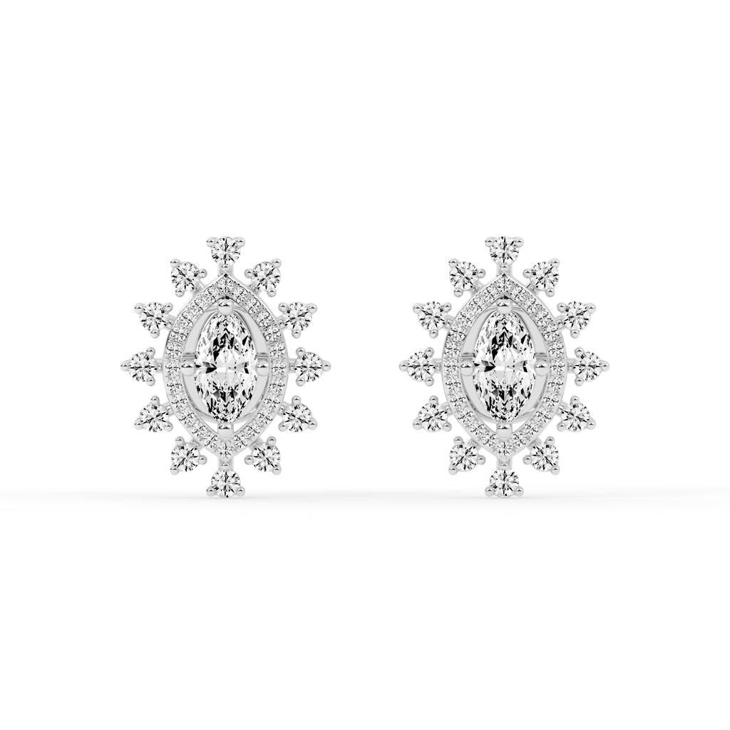 Sunburst Marquise Sparkle Stud Earrings