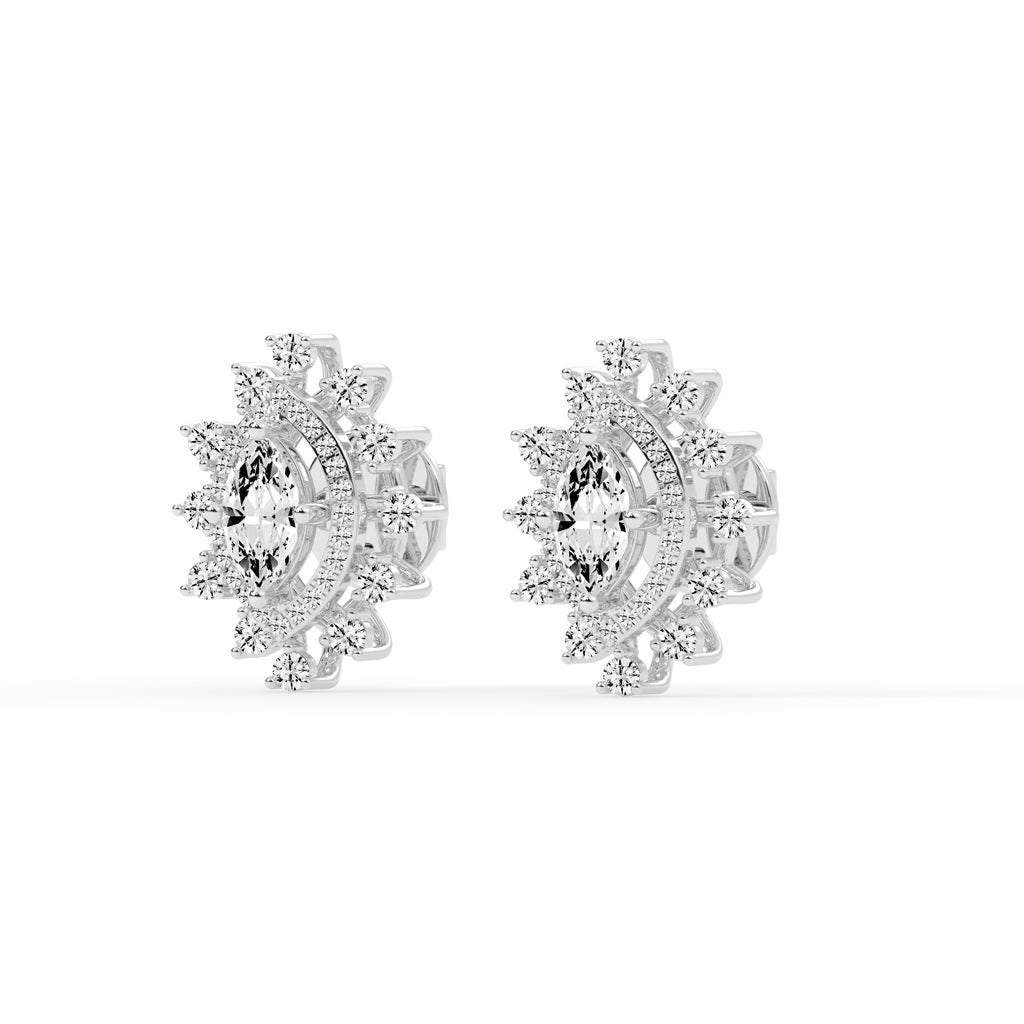 Sunburst Marquise Sparkle Stud Earrings