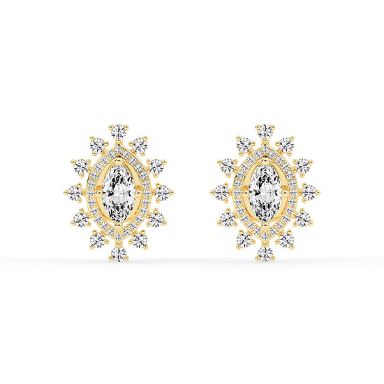 Sunburst Marquise Sparkle Stud Earrings