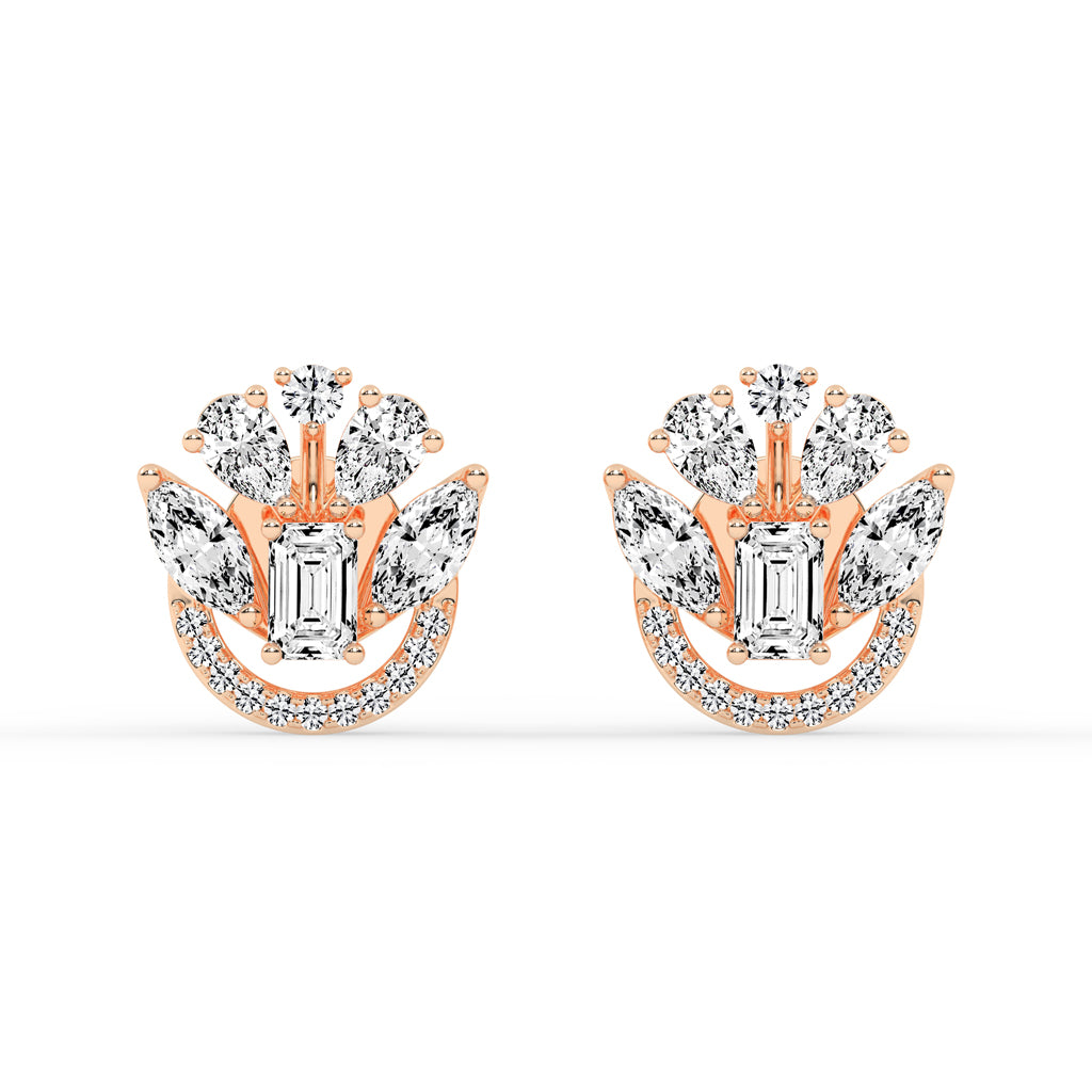 Regal Fan Cluster Stud Earrings