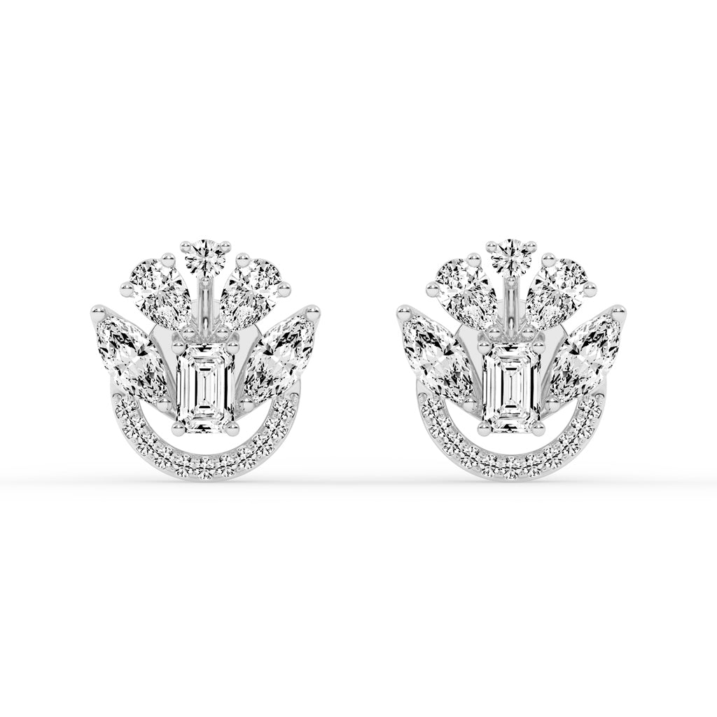 Regal Fan Cluster Stud Earrings