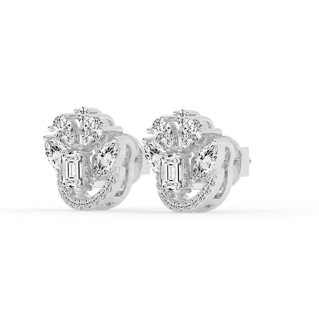 Regal Fan Cluster Stud Earrings
