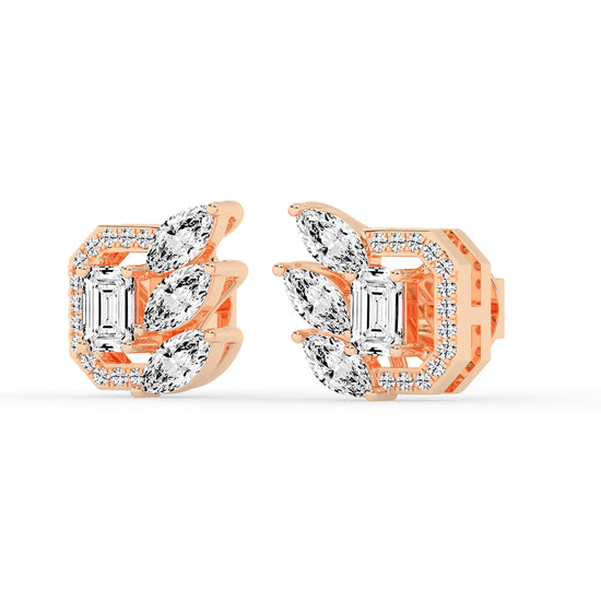 Geometric Bloom Halo Stud Earrings