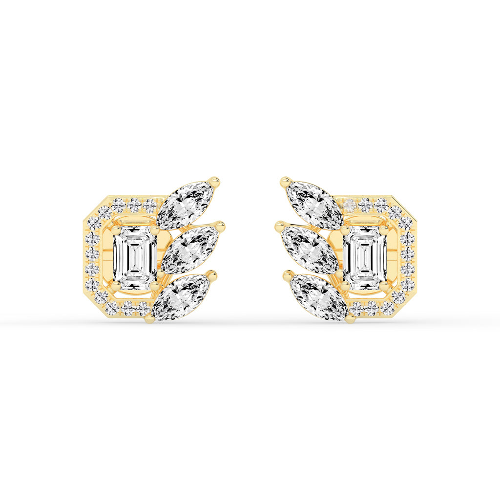 Geometric Bloom Halo Stud Earrings