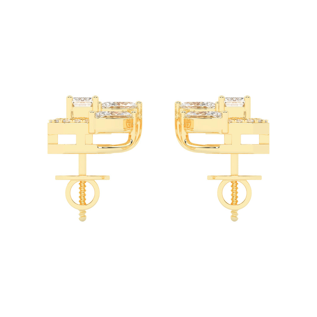 Geometric Bloom Halo Stud Earrings
