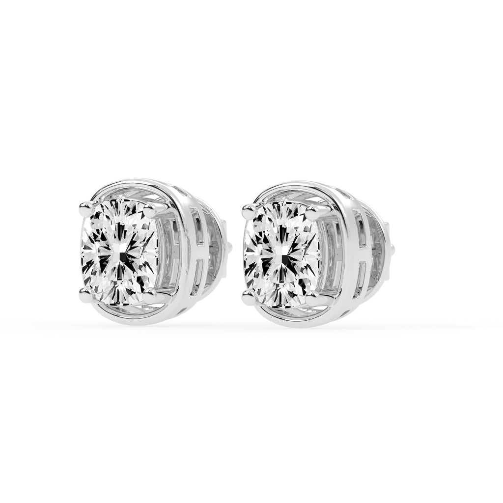Cushion Cut Bezel Set Stud Earrings