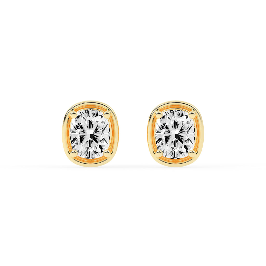 Cushion Cut Bezel Set Stud Earrings