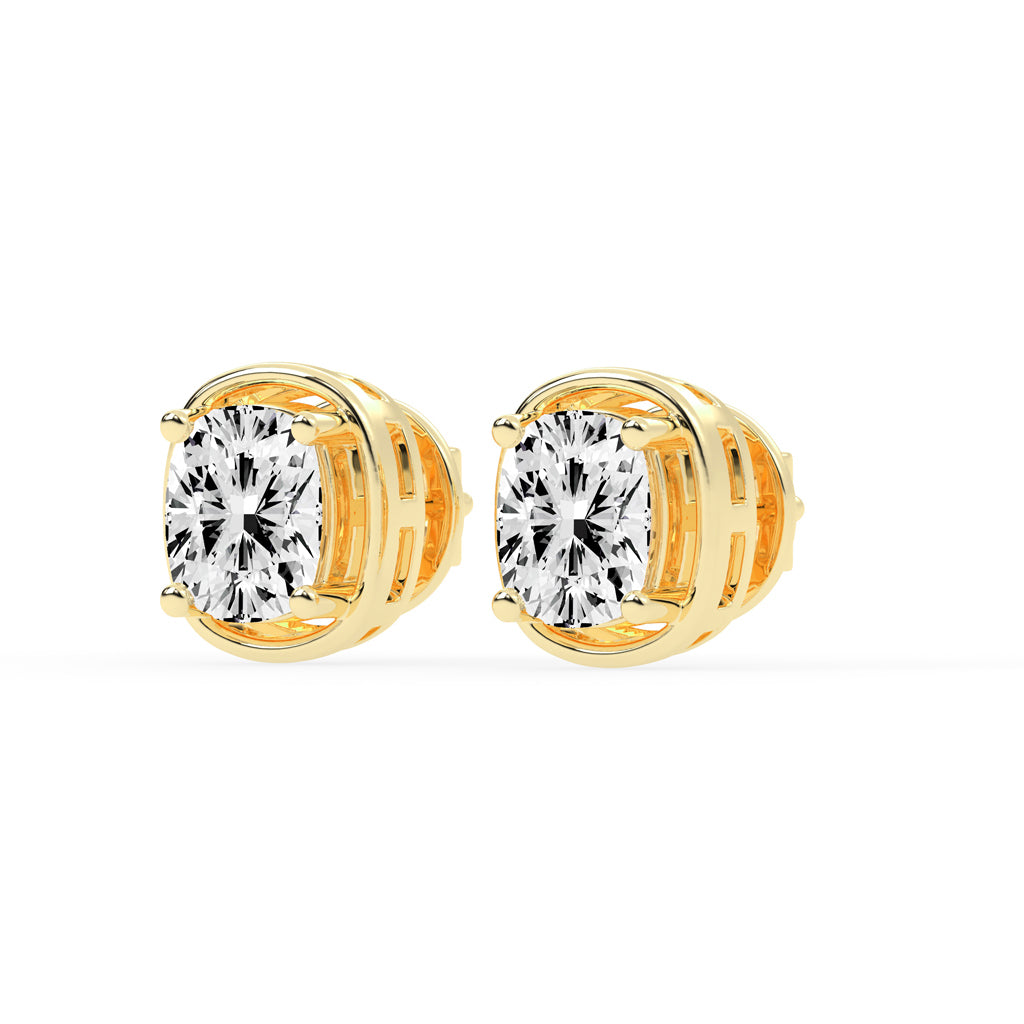 Cushion Cut Bezel Set Stud Earrings