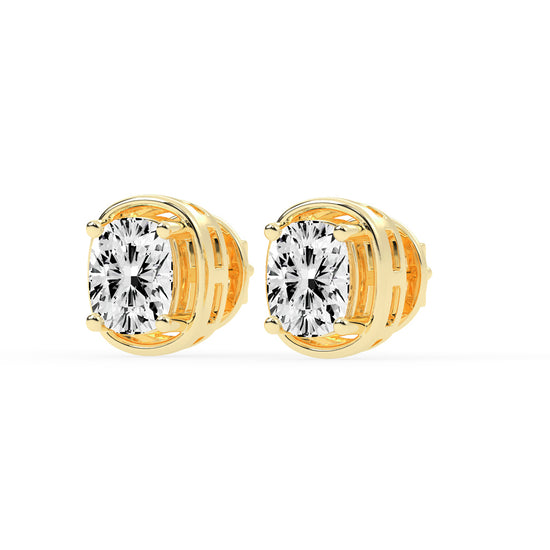 Cushion Cut Bezel Set Stud Earrings