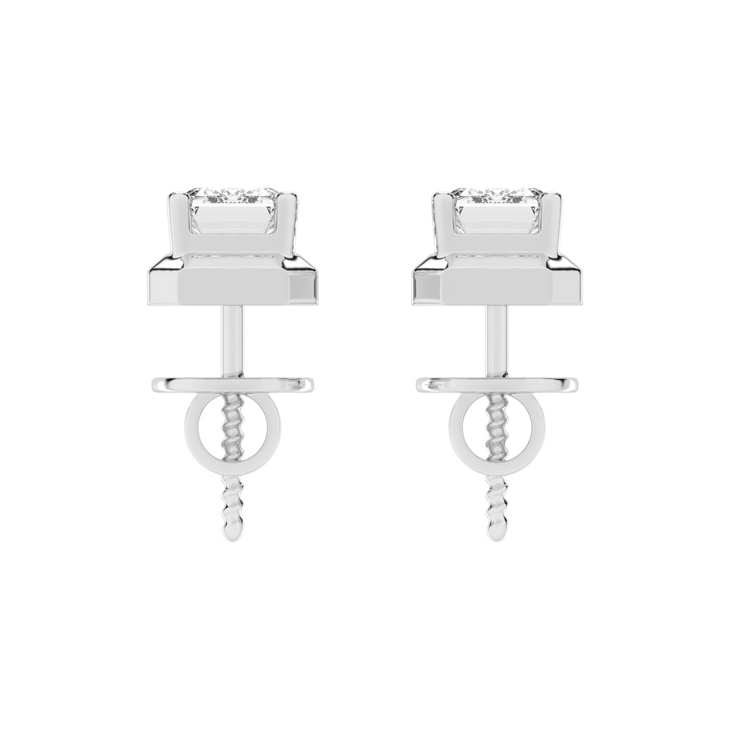 Elegant Emerald Cut Bezel Set Stud Earrings