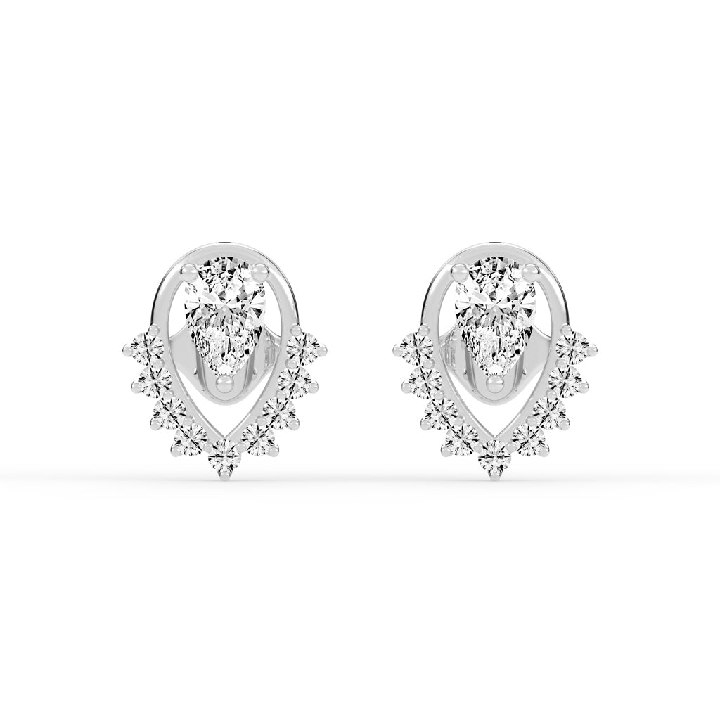 Pear Drop Chevron Stud Earrings