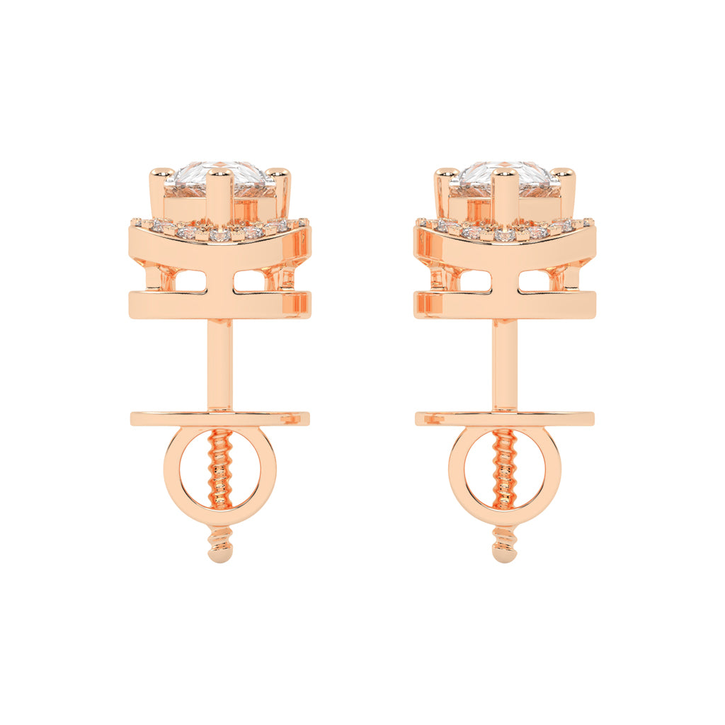 Pear Drop Orbit Halo Stud Earrings