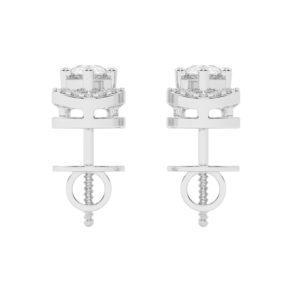 Pear Drop Orbit Halo Stud Earrings