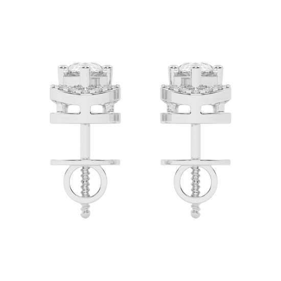 Pear Drop Orbit Halo Stud Earrings