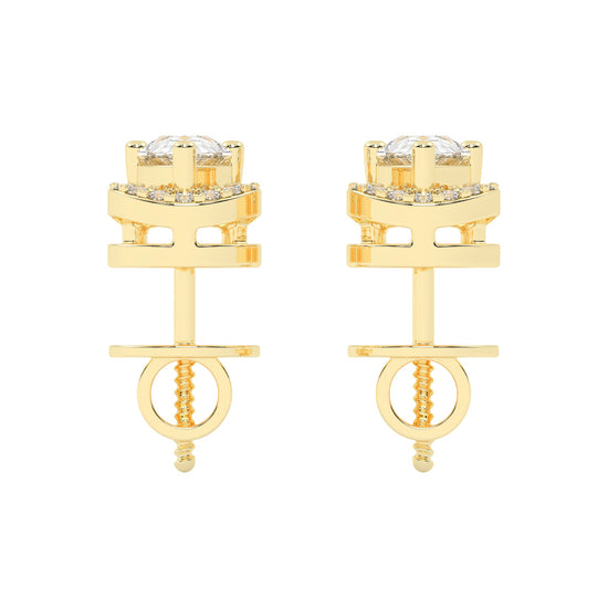 Pear Drop Orbit Halo Stud Earrings