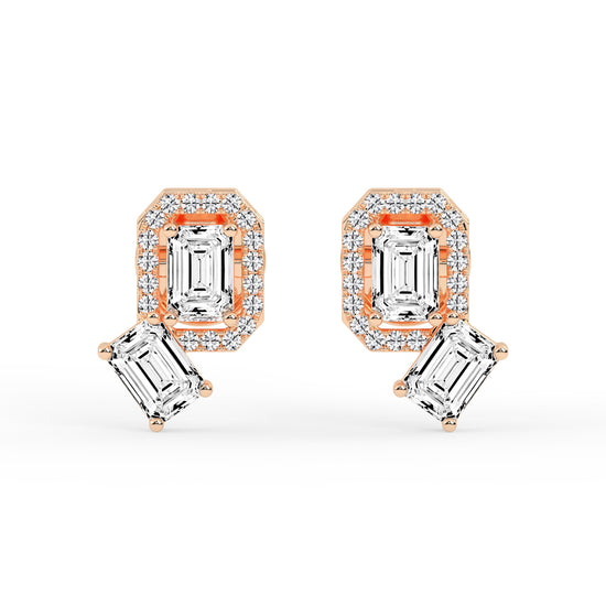 Modern Emerald Cascading Stud Earrings