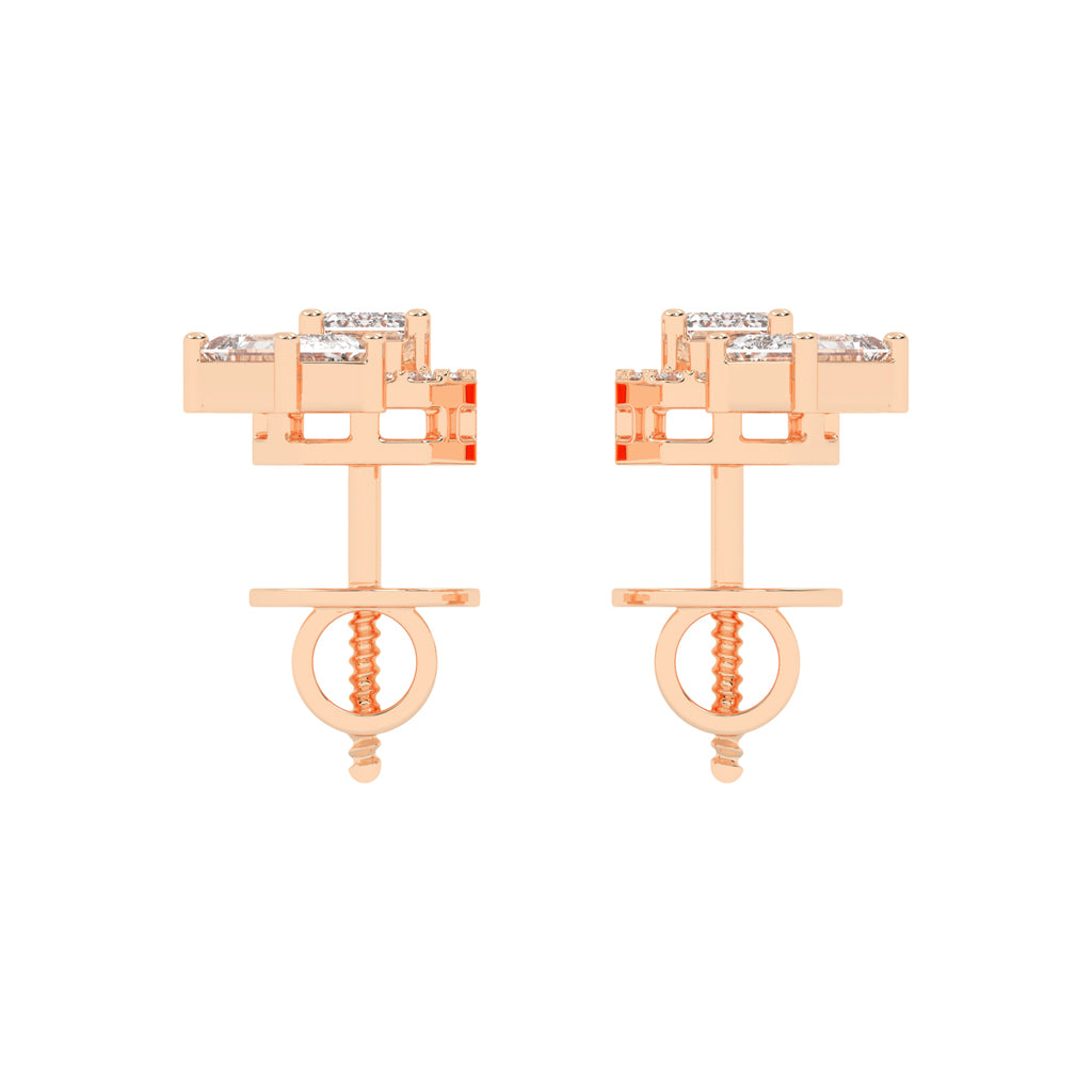 Modern Emerald Cascading Stud Earrings