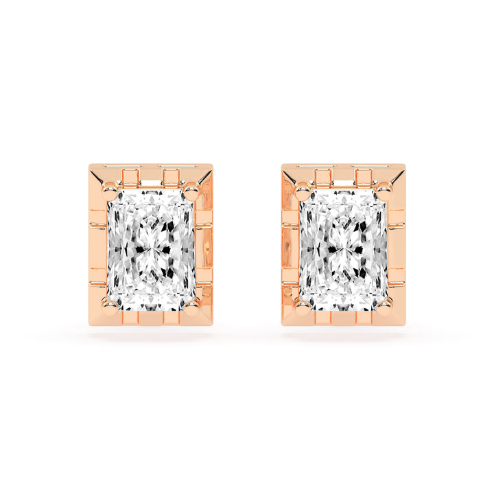 Radiant Princess Cut Frame Stud Earrings