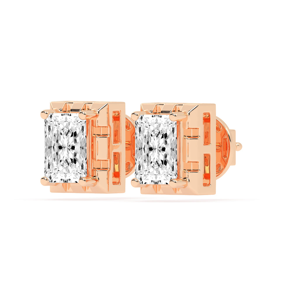 Radiant Princess Cut Frame Stud Earrings