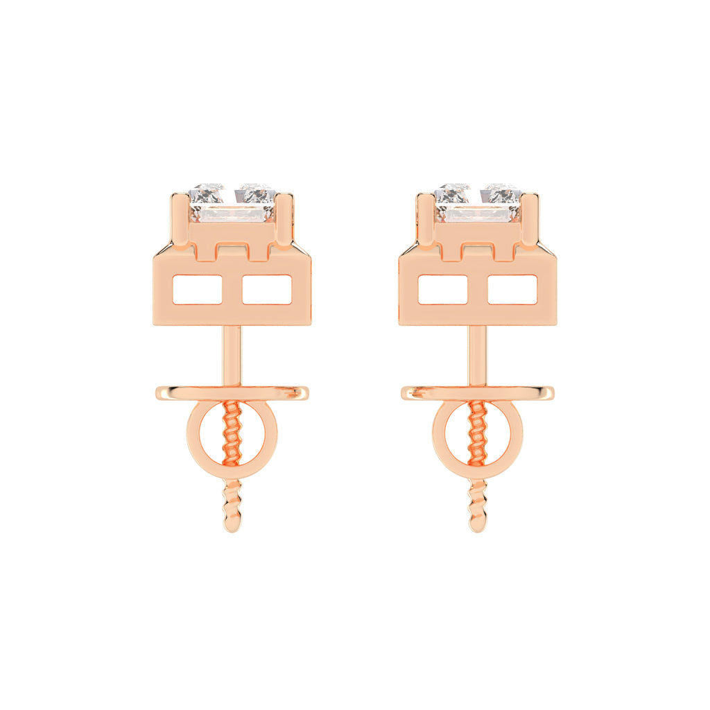 Radiant Princess Cut Frame Stud Earrings