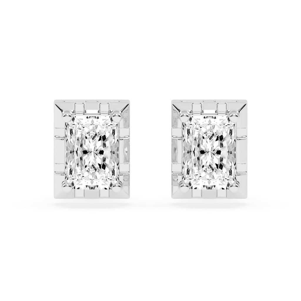 Radiant Princess Cut Frame Stud Earrings