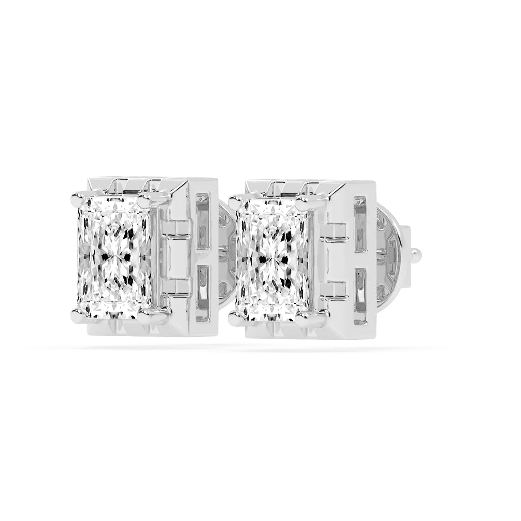 Radiant Princess Cut Frame Stud Earrings