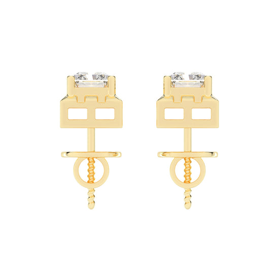 Radiant Princess Cut Frame Stud Earrings